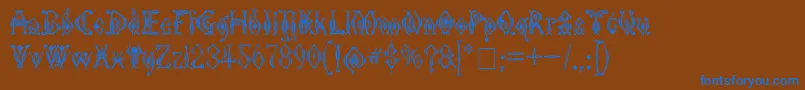 Czcionka KingthingsTendrylle – niebieskie czcionki na brązowym tle