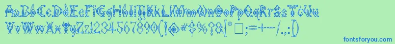 KingthingsTendrylle-fontti – siniset fontit vihreällä taustalla
