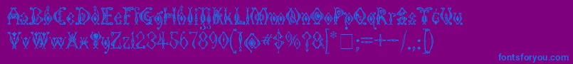 フォントKingthingsTendrylle – 紫色の背景に青い文字
