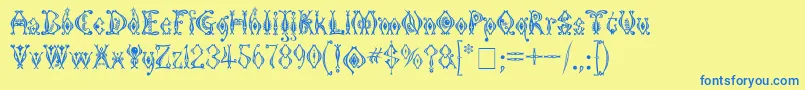 Czcionka KingthingsTendrylle – niebieskie czcionki na żółtym tle