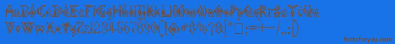 Fonte KingthingsTendrylle – fontes marrons em um fundo azul