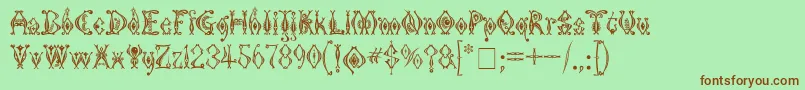 Czcionka KingthingsTendrylle – brązowe czcionki na zielonym tle