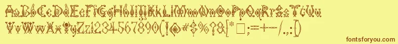 KingthingsTendrylle-fontti – ruskeat fontit keltaisella taustalla