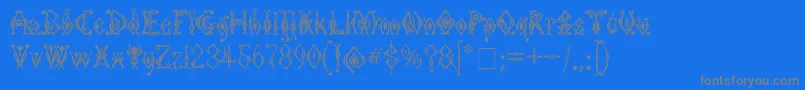 KingthingsTendrylle-fontti – harmaat kirjasimet sinisellä taustalla