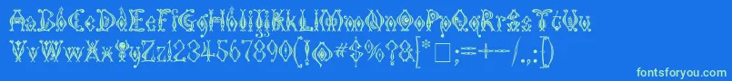 KingthingsTendrylle-fontti – vihreät fontit sinisellä taustalla
