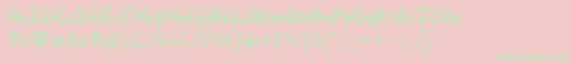 フォントKingthingsTendrylle – ピンクの背景に緑の文字