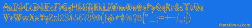 KingthingsTendrylle-fontti – oranssit fontit sinisellä taustalla
