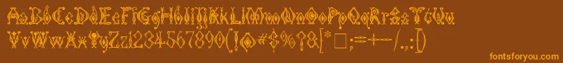 KingthingsTendrylle-Schriftart – Orangefarbene Schriften auf braunem Hintergrund