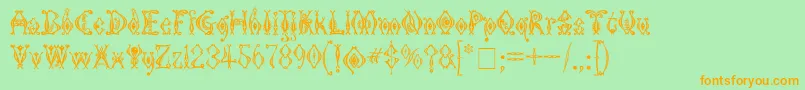 Шрифт KingthingsTendrylle – оранжевые шрифты на зелёном фоне