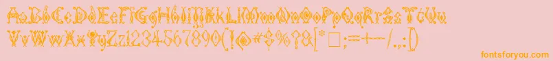 Fonte KingthingsTendrylle – fontes laranjas em um fundo rosa