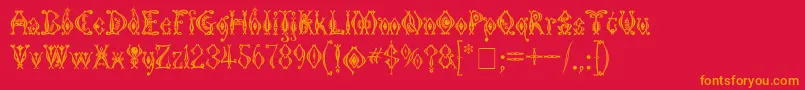KingthingsTendrylle-Schriftart – Orangefarbene Schriften auf rotem Hintergrund
