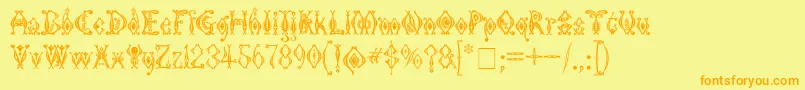 KingthingsTendrylle-Schriftart – Orangefarbene Schriften auf gelbem Hintergrund