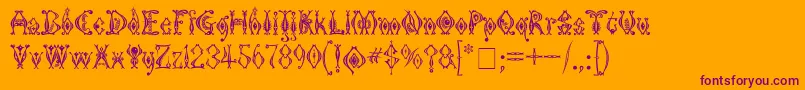 Czcionka KingthingsTendrylle – fioletowe czcionki na pomarańczowym tle