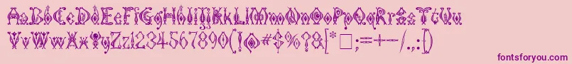 フォントKingthingsTendrylle – ピンクの背景に紫のフォント