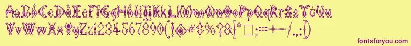 Шрифт KingthingsTendrylle – фиолетовые шрифты на жёлтом фоне