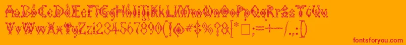KingthingsTendrylle-Schriftart – Rote Schriften auf orangefarbenem Hintergrund