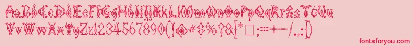 Fonte KingthingsTendrylle – fontes vermelhas em um fundo rosa