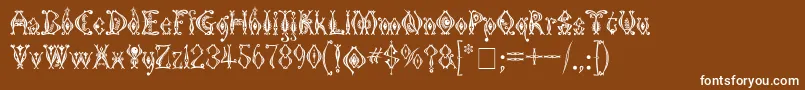 フォントKingthingsTendrylle – 茶色の背景に白い文字