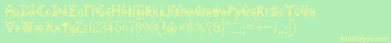 Шрифт KingthingsTendrylle – жёлтые шрифты на зелёном фоне