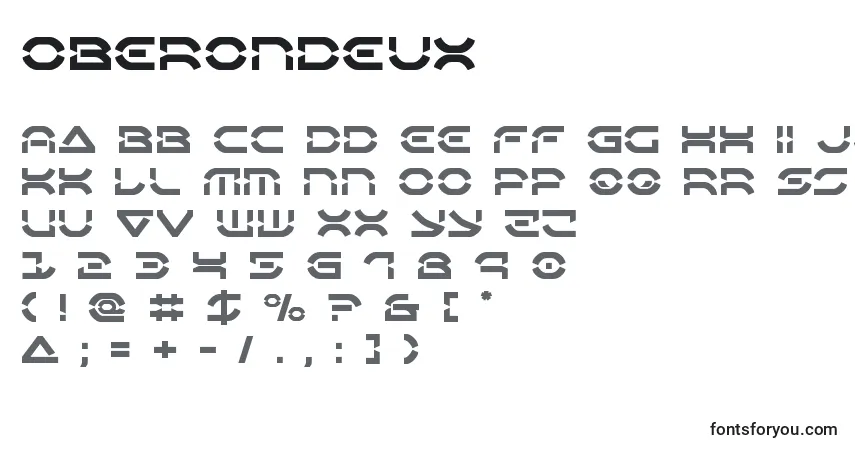 Czcionka Oberondeux – alfabet, cyfry, specjalne znaki