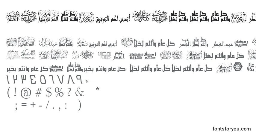 Fuente ArabicGreetings - alfabeto, números, caracteres especiales