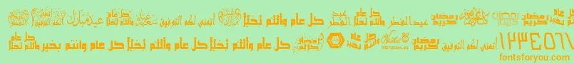 ArabicGreetings Font – Orange Fonts on Green Background