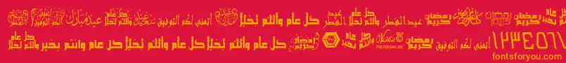 フォントArabicGreetings – 赤い背景にオレンジの文字