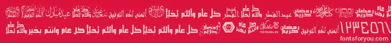 フォントArabicGreetings – 赤い背景にピンクのフォント