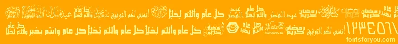 Fonte ArabicGreetings – fontes amarelas em um fundo laranja