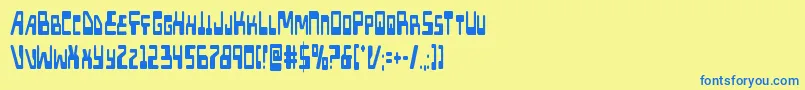 フォントXpedxtracond – 青い文字が黄色の背景にあります。