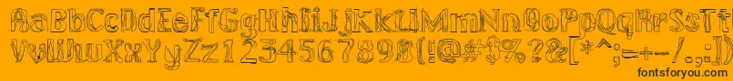 Lakerg-Schriftart – Schwarze Schriften auf orangefarbenem Hintergrund