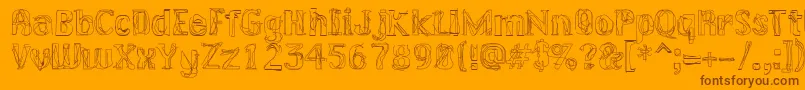 Lakerg-Schriftart – Braune Schriften auf orangefarbenem Hintergrund