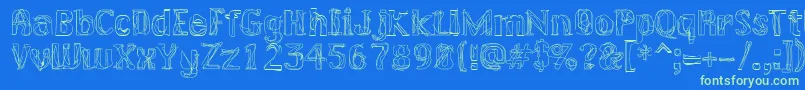 Lakerg-Schriftart – Grüne Schriften auf blauem Hintergrund