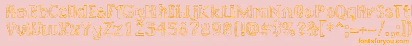 Lakerg-Schriftart – Orangefarbene Schriften auf rosa Hintergrund