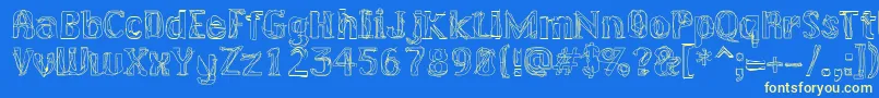 Lakerg-Schriftart – Gelbe Schriften auf blauem Hintergrund