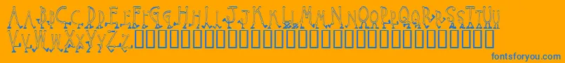 WalkingAround Font – Blue Fonts on Orange Background
