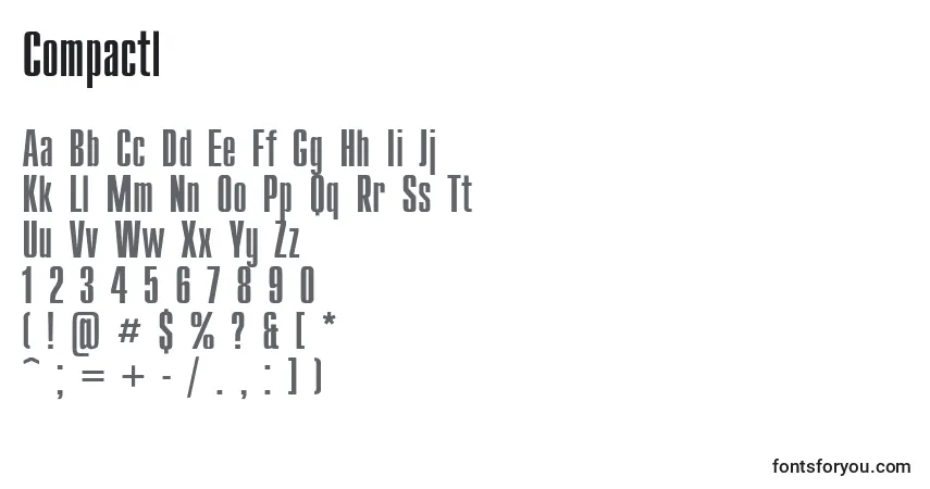 A fonte Compactl – alfabeto, números, caracteres especiais