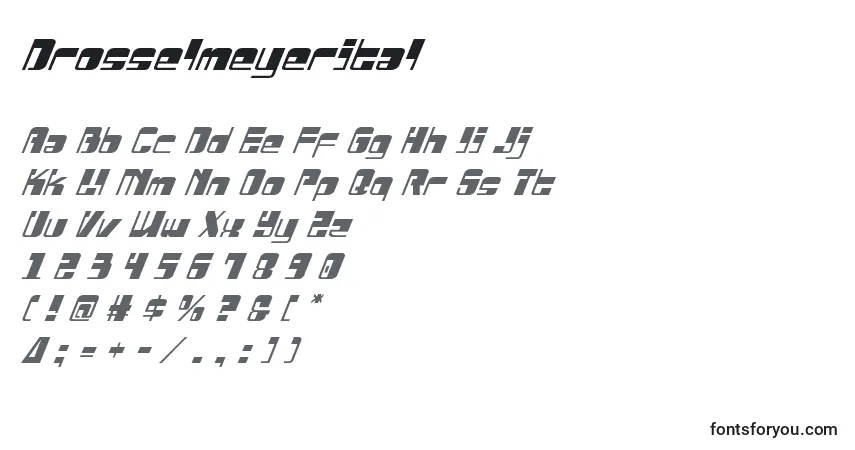 Schriftart Drosselmeyerital – Alphabet, Zahlen, spezielle Symbole