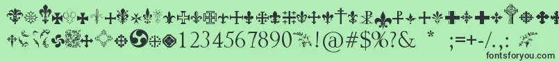 Crucifixsymbols Font – Black Fonts on Green Background