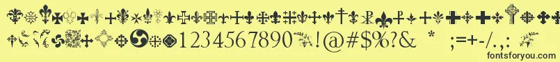 Crucifixsymbols Font – Black Fonts on Yellow Background