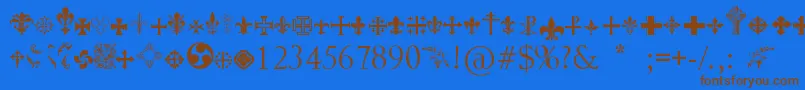 Crucifixsymbols Font – Brown Fonts on Blue Background