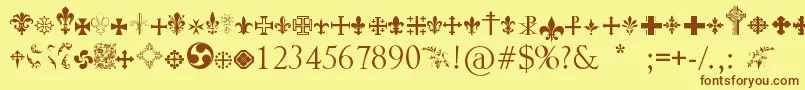 Crucifixsymbols Font – Brown Fonts on Yellow Background