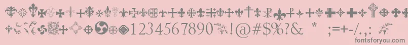 Crucifixsymbols-Schriftart – Graue Schriften auf rosa Hintergrund