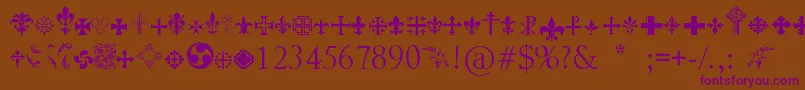 Crucifixsymbols Font – Purple Fonts on Brown Background