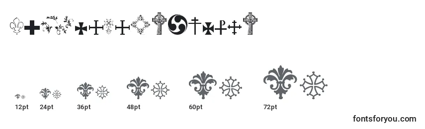 Crucifixsymbols-fontin koot