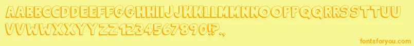 フォントKingOfTheHill – オレンジの文字が黄色の背景にあります。