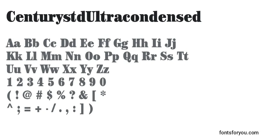 Шрифт CenturystdUltracondensed – алфавит, цифры, специальные символы