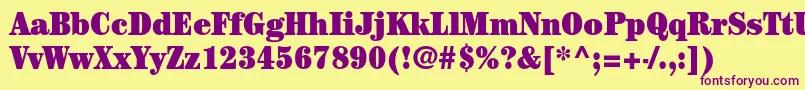 CenturystdUltracondensed Font – Purple Fonts on Yellow Background