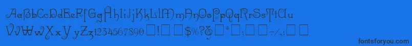 RiccioDisplayScriptSsi Font – Black Fonts on Blue Background