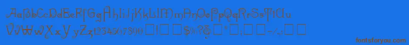 RiccioDisplayScriptSsi-Schriftart – Braune Schriften auf blauem Hintergrund